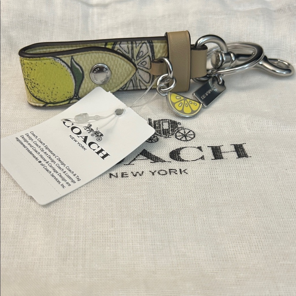 Coach Lemon Trigger Snap Pattern Leather Keychain… - image 2